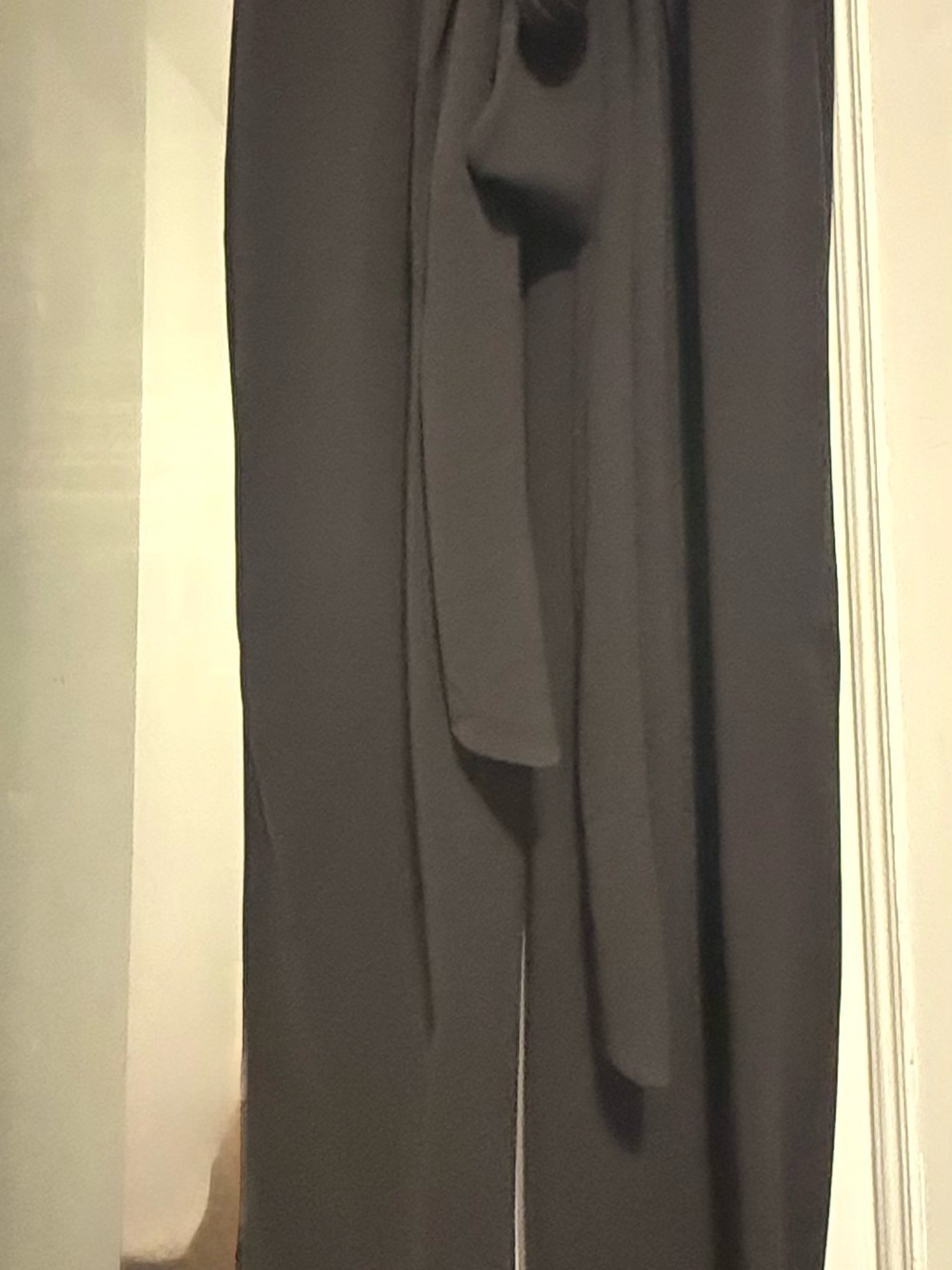 NWT V neck-halter-wide leg-Jumpsuit Halston Heritage size10 asphalt color FLAWED - Picture 3 of 12